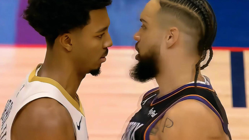 日常打架！太阳狄龙与鹈鹕墨菲爆发冲突互相推搡 狄龙被吹技犯