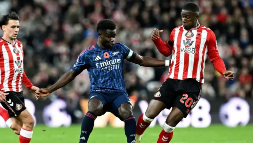 英超：阿森纳2-2客平桑德兰 布罗贝伊绝平 萨卡、特罗萨德破门