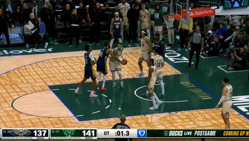 雄鹿鹈鹕加时赛生死时刻：锡安致命进攻犯规 小凯文波特两罚定胜局