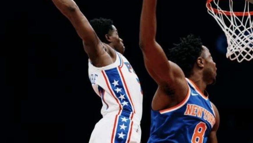 nba季前赛尼克斯双杀76人，探花埃奇库姆一攻一防闪耀全场