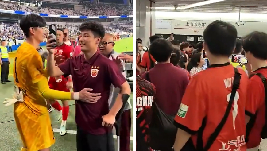 德比赛后武磊微笑面对问候玩拍照，穆斯卡特也被场内人员追着骂，双方球迷地铁站针锋相对