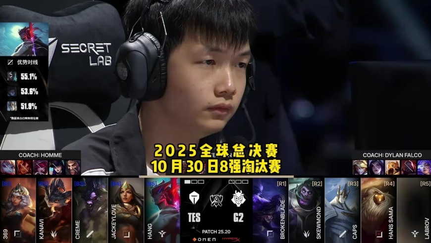 2025全球总决赛8强淘汰赛TESvsG2第二局 速看Game2：对线爆炸团战暴毙哥哥凭一己之力带崩3路 