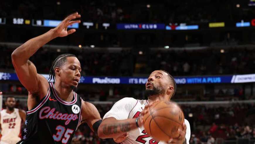 吉迪轮休公牛丢绝平三分惜败热火 热巴20+12鲍威尔21分