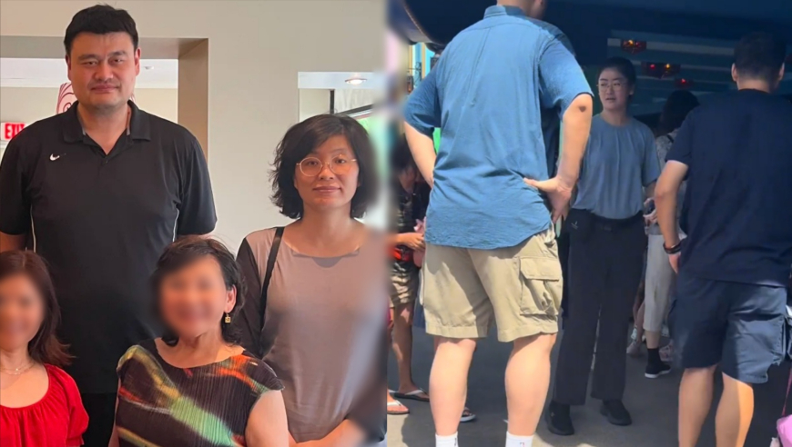 姚明和妻女现身美国迪士尼，15岁姚沁蕾1米9超显眼，一家还去吃了上海菜