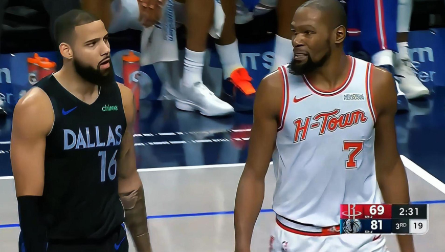 死神也急了！火箭完全崩盘杜兰特干拔+盖帽稳住局势随后又吃技犯