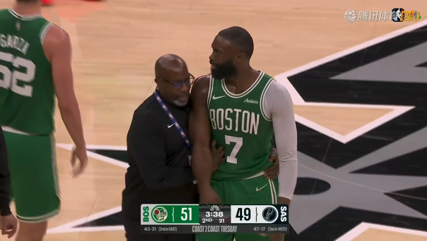 教练都拉不住！杰伦布朗不满判罚持续追着裁判怒喷 被两T驱逐出场