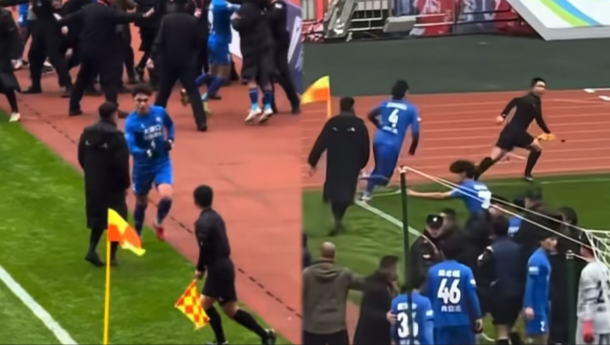 太离谱！国内足球赛事爆发冲突，主裁遭围攻殴打+边裁被追得狼狈逃离