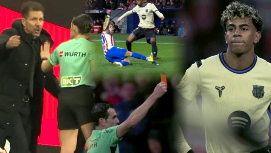 咆哮版解说+实拍马竞打花十人巴萨：亚马尔呆立，西蒙尼持续施压裁判