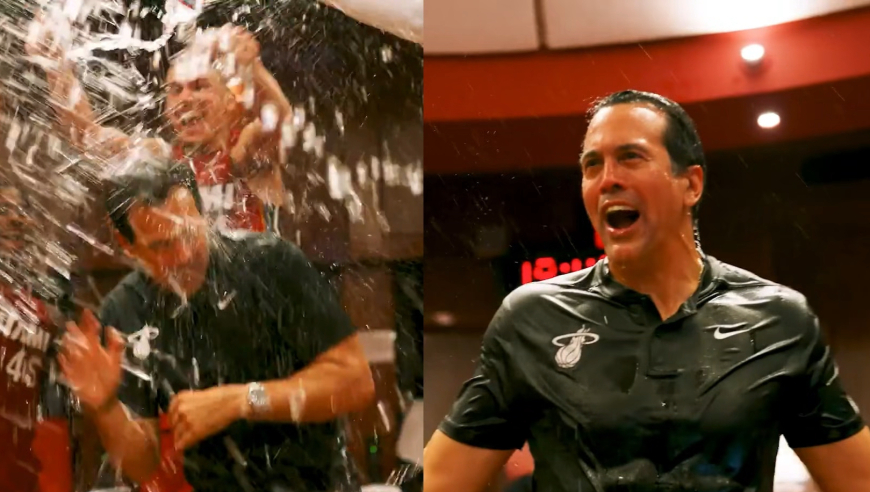 斯波获得教练生涯第800场胜利！更衣室全队激情泼水庆祝