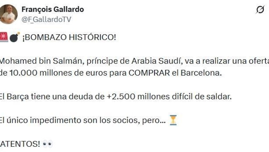 颠覆足坛历史！巴萨要被收购，沙特王储豪掷百亿欧，皇马在观望