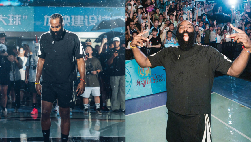 为何哈登在中国爆火？再遇被枪击学子送拥抱，雨天拒绝打伞陪球迷