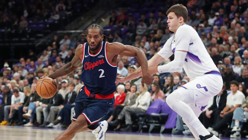 NBA常规赛：哈登15+11快船惨败爵士 保罗5中1比尔首秀5分