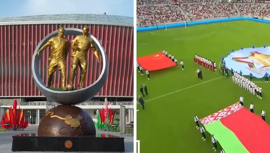 中国援建白俄罗斯标准球场落成，启用仪式邀国足U22对战，先送点再扳平皆大欢喜
