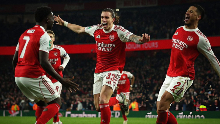 英联杯：阿森纳9-8点杀水晶宫晋级四强 拉克鲁瓦乌龙+失点