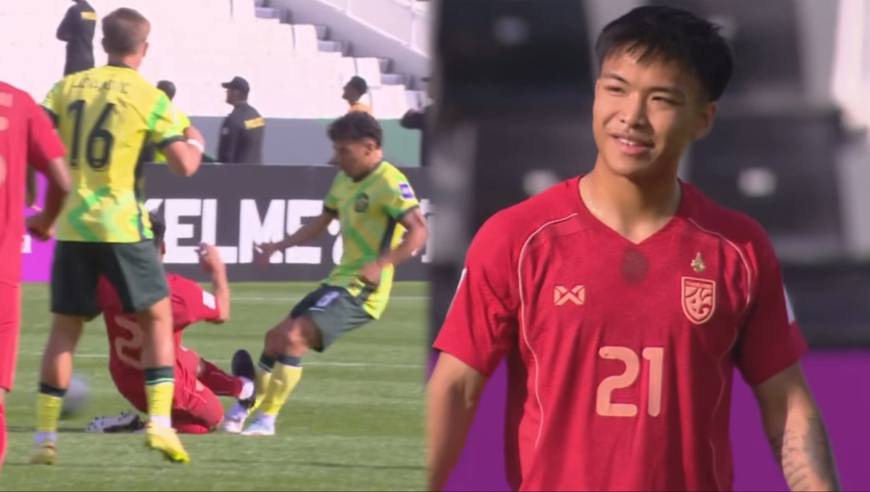 看着都疼！泰国后卫亮鞋钉飞铲澳洲球员 韩国女裁判出示红牌将其罚下