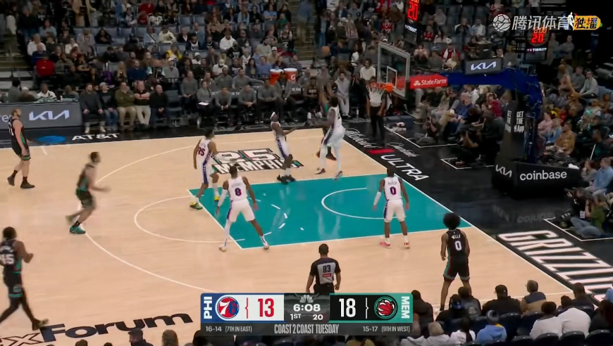 谁都能欺负！恩比德被莫兰特撞飞碾压上篮 进攻吃大帽还送进攻犯规