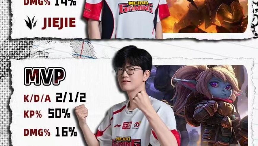 WBG打野Jiejie战胜JDG后更新个人动态：终于赢辣！
