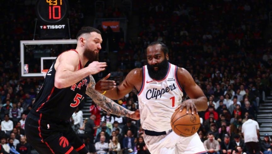 重返故地小卡缺阵！哈登31+10+加时独得8分，快船逆转猛龙5连胜