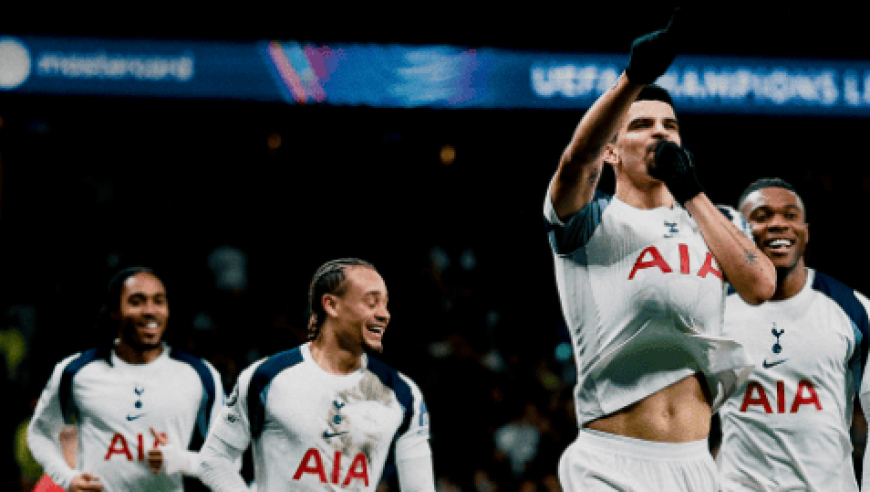 热刺2-0多特蒙德半场数据：射门11-0，射正3-0，良机2-0