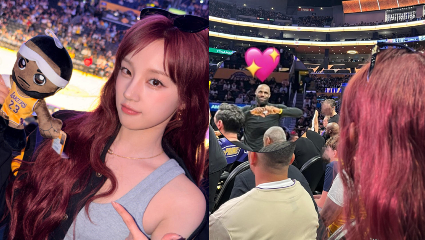 追星天花板！宋雨琦湖人主场获詹姆斯比心，这波双向奔赴太甜了