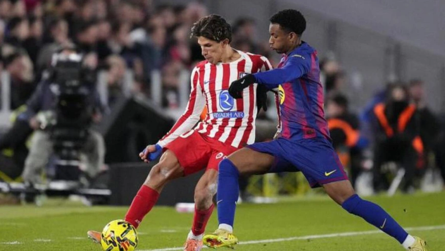 西甲-巴萨3-1逆转马竞先赛4分领跑，拉菲尼亚建功，奥尔默破门+造点