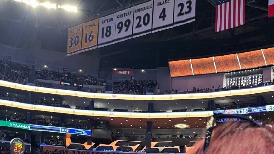 女星宋雨琦现场观战湖人，为詹姆斯应援打call，收获老詹比心