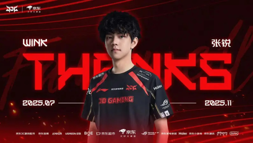 JDG发布人员变动公告：辅助选手Wink断开连接