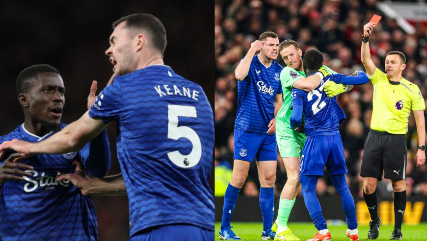 流量拉满！实拍曼联长时间多打一人0-1埃弗顿，盖耶扇队友耳光直红