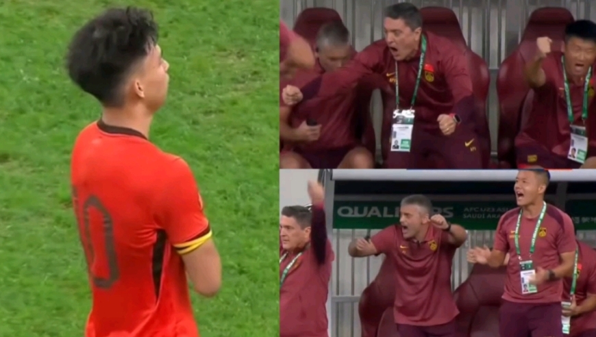 U23国足半场领先东帝汶2球你满意吗？黄博文领衔教练组鼓掌欢呼