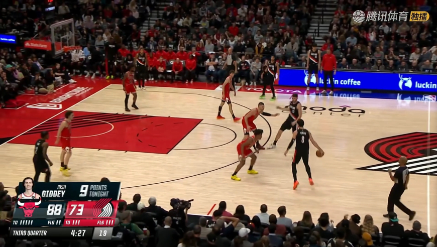 终于来了！开拓者空篮不进公牛三分连中 杨瀚森再度获得登场机会