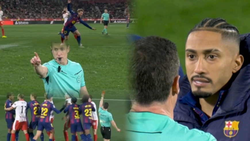 巴萨最后的愤怒：拉菲尼亚德容质问裁判，亚马尔被飞铲造红牌却意难平