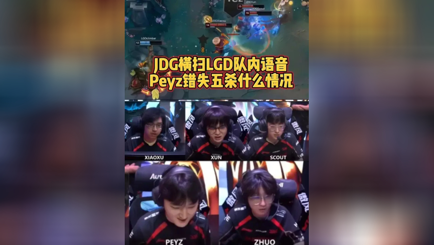 JDG横扫LGD队内语音：Peyz错失五杀什么情况！