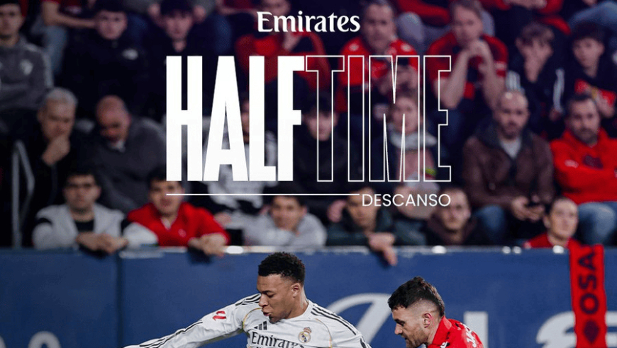 奥萨苏纳1-0皇马半场数据：控球率36%-64%，射门9-9中框1-0